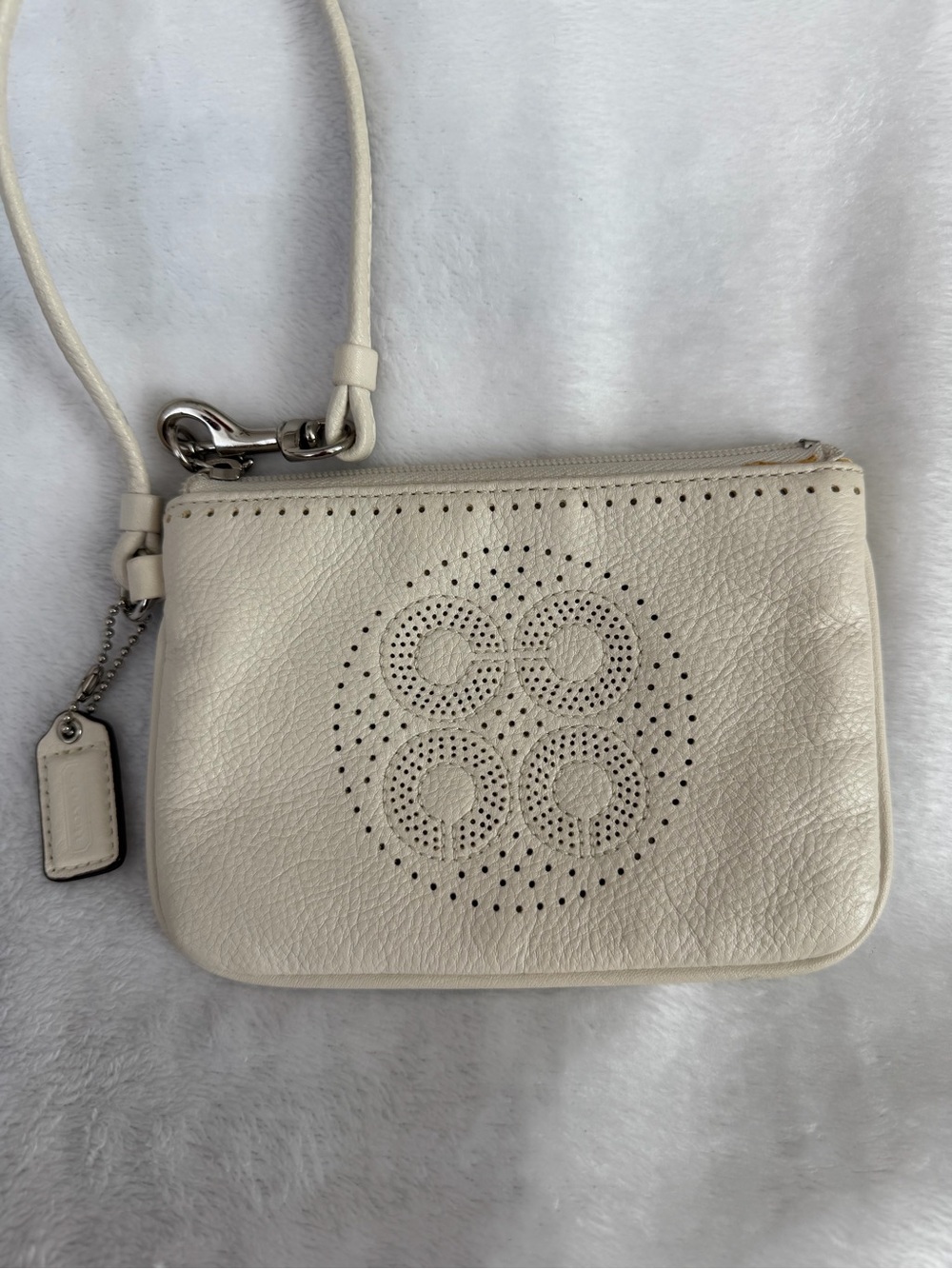 Coach Perforated Op Art Leather Wristlet